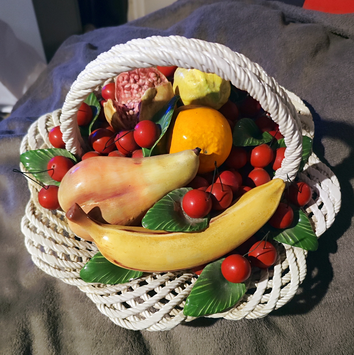 A large Majolica Fruit Bowl